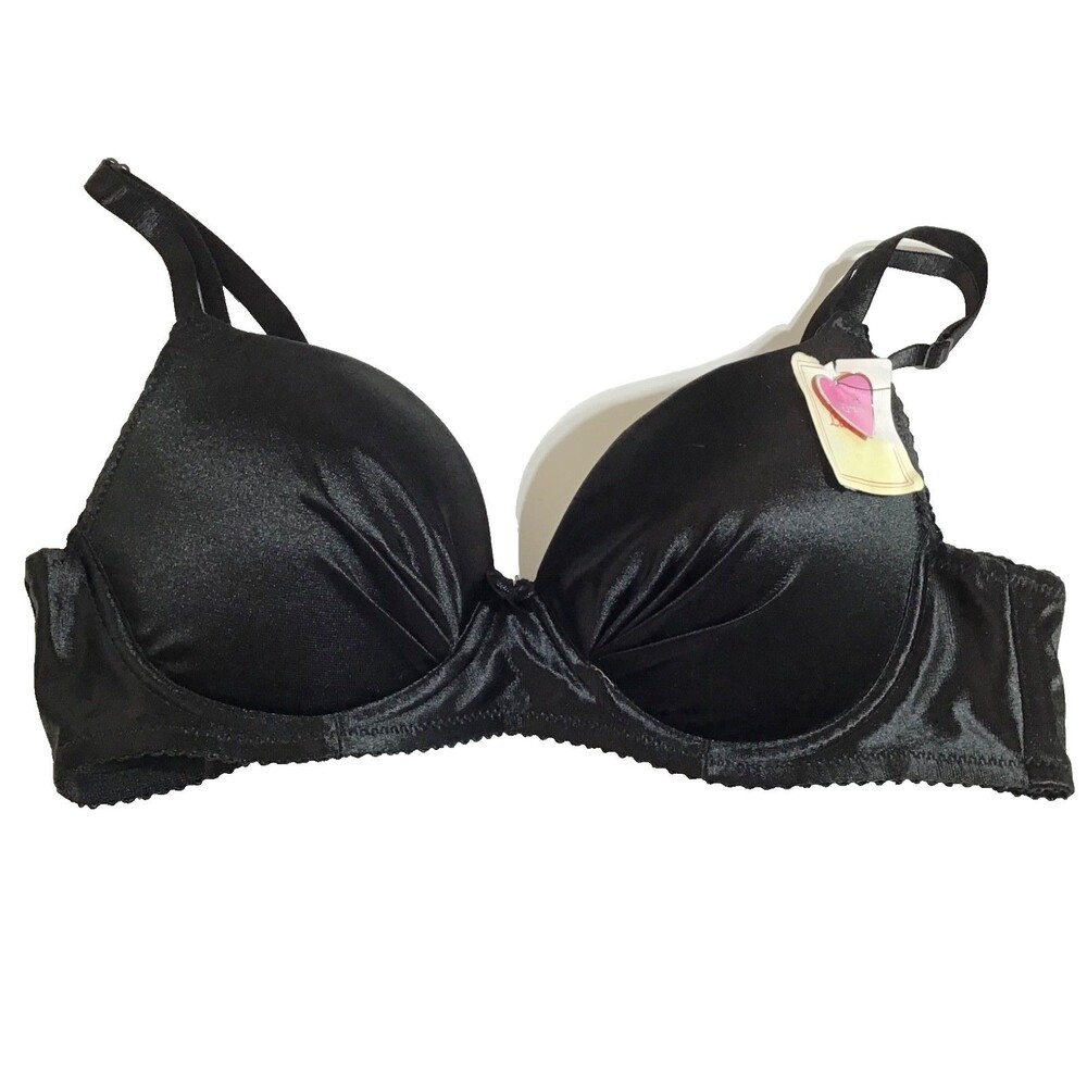 Push Up Bra Size 34C Underwired Black Pleated Sexy New Lady Q